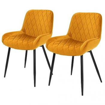 Set di due sedie da pranzo cucina con schienale giallo ocra