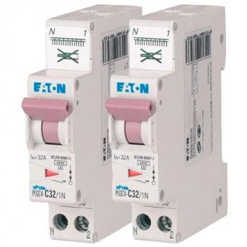 EATON Lot de 2 disjoncteurs 32A Ph+N Borne à ressort 4,5kA Courbe C