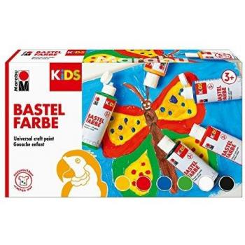 Marabu 0304000000001 - Kids Set 6x 80 ml Bastelfarbe für Kinder ab 3 Jahre