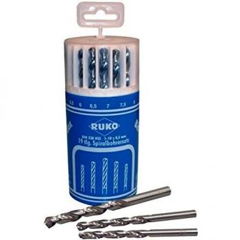 RUKO 214225 HSS-G Metall-Spiralbohrer-Set 19teilig DIN 338 Zylinderschaft 1 Set