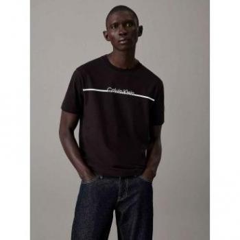 Calvin Klein Split Line Logo Rundhalsshirt in Schwarz – Größe M, Herren