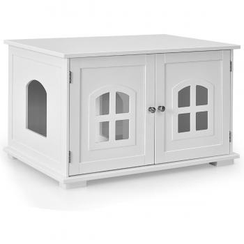 Caseta de noche para gatos con ventana y entrada lateral