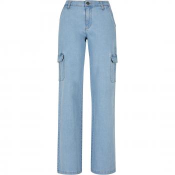 Pantalone Cargo Urban Classic femminile a Vita Alta Denim Lavaggio Chiaro