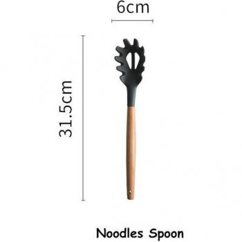 Set de accesorios culinarios antiadherentes con mangos de madera