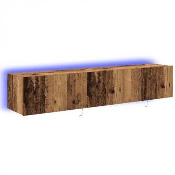 Mobile TV sospeso con illuminazione LED 2 pz Legno Vintage 80x35x31 cm