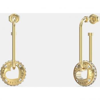 Guess - Pendientes Corazones Rodantes de acero y cristales