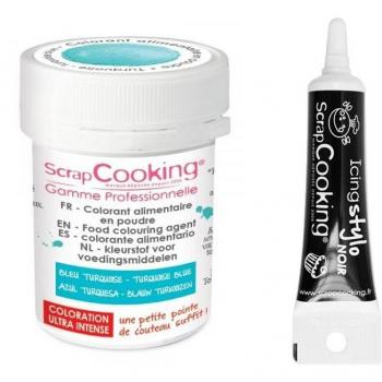 Colorant Turquoise + Stylo Noir – Mélange Poudre/Stylo
