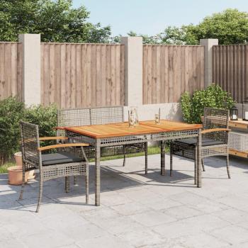 VidaXL 4 Piece Garden Furniture Set with Cushions Grey Poly Rattan