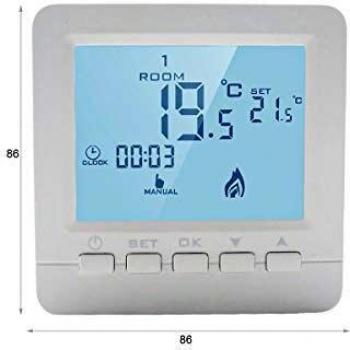 LEDLUX LL0250 Termostato Digitale Con Tasti Programmabile Per Caldaia A Gas Murale Da Parete Alimentato Con 2 Pile AA (86X86X29mm)
