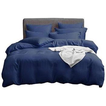 Juego de funda nórdica UMI Merryfeel Clásico Rayas de Satén, Ropa de Cama de Microfibra Suave