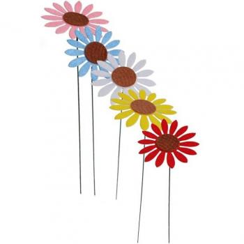 Vintage Sunflower Garden Metal Stakes Set – 5 Pieces