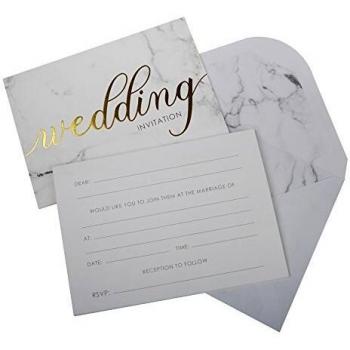 Neviti Scripted Marble Wedding Invitations, Pack of 10
