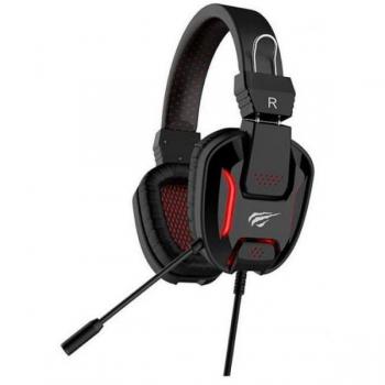 HAVIT - Auriculares para juegos LED ROJOS con micrófono para PC / computadora portátil / móvil, HV-H2168d