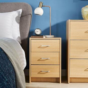 Home Source 3 Drawer Bedside Table