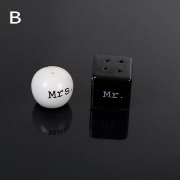 Mr. and Mrs. Heart Shaped Ceramic Salt and Pepper Shakers Set