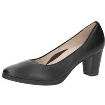 Pumps CAPRICE negros, cuero, tacón bloque, talla 37.5