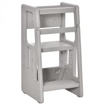 HOMCOM Tour d'observation enfant 18 mois-5 ans hauteur réglable 3 niveaux HDPE gris