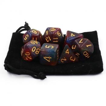 IMDG 7pcs Acrylic Polyhedral RPG Dice Set - D10 & D20 with Galaxy Design and Bag