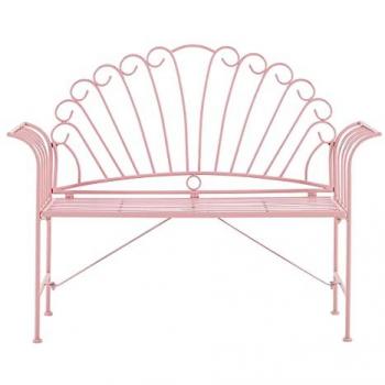 Beliani - Garden Bench Pink Vintage Metal Flared Armrests 2 Seater