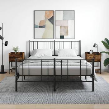 Industrial Style Nightstands - 2 pcs Smoked Oak Bedside Tables 40.5x31x60 cm