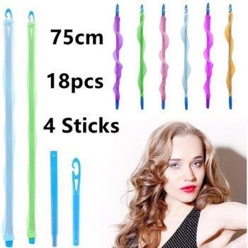 Heatless Hair Rollers - 18pcs, Soft Spiral Curlers for Women