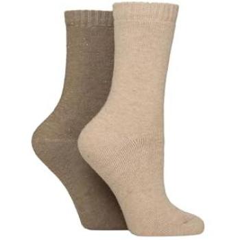 Glenmuir Women’s Dual Pack Warm Footies – Brown/Beige 4‑8