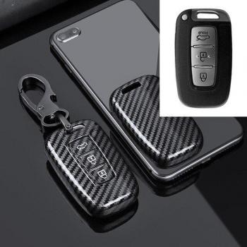 Glanzende Carbon Fiber Sleutelcase voor Hyundai HB20