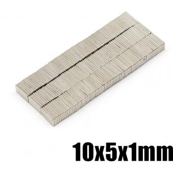 Rectangular Neodymium Magnets N35 10mm x 5mm x 1mm - Pack of 20-500