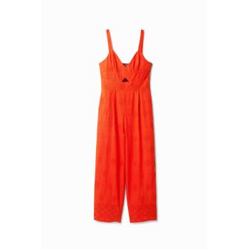 Flaxen Orange Long‑Jumpsuit (S) – Soft‑Fleece Finish