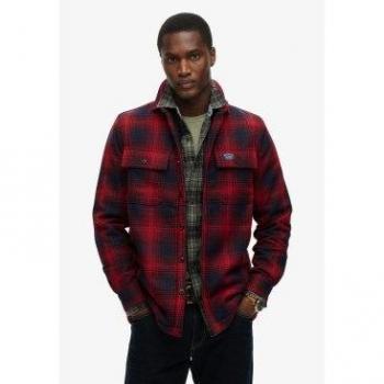 Camicia Overshirt in Lana a Quadri Rossa Uomo L