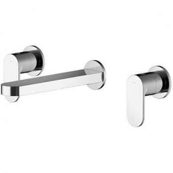 Round Wall Mount 3 Tap Hole Basin Mixer Tap Chrome