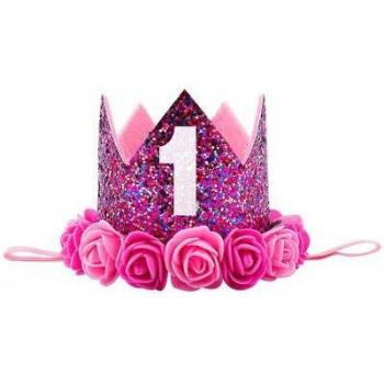 Cute Kids Birthday Party Glitter Crown Hat