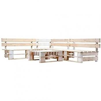 Set de muebles de jardín de palets 4 piezas madera blanco