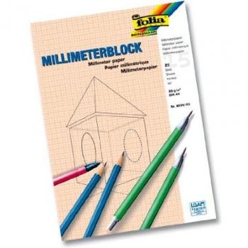 Folia DIN A3 Millimeterblock Weiß 80 g/m² 25 Blatt