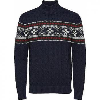 SELECTED Stehkragenpullover SLHFLAKE blau M