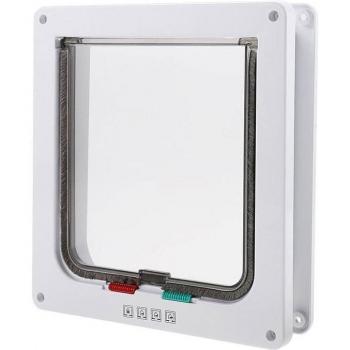 Pet Safety Gate with 4-Way Lock Cat Flap