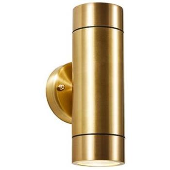 Netlighting Brac 2 Light Outdoor Up Down Wall Lamp Real Brass IP44