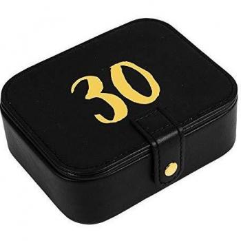 Gold Foil Widdop Black Leatherette Jewellery Box – 30