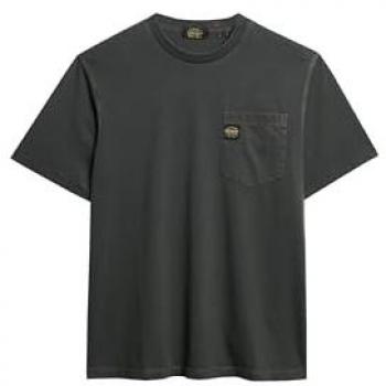 Superdry T-shirt met zak en contraststiksels Zwart Maat L