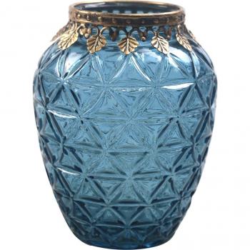 Candelabro Azul Portavela 13x11x11 cm