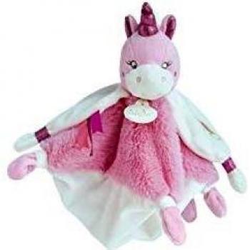 Doudou Plat Licorne - Idée Cadeau Bébé Fille - 25 cm