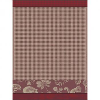 Essuie‑tête “Forêt Rouge” – Jacquard coton 100 %, 60x80 cm