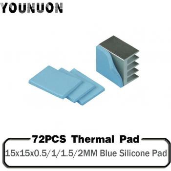 72PCS Blue Silicone Thermal Pads 15x15mm, 0.5mm Thickness for GPU CPU Cooling