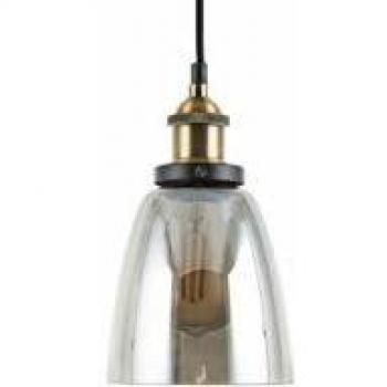 BELIANI Lampadario in Ottone e Metallo Nero con Paralume in Vetro Fumé Moderno Parma