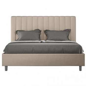 Cama sin somier tapizada símil piel gris tórtola Agueda 160x200