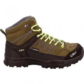 Botas CMP Kids Rigel Mid WaterProof verde caqui amarillo neón infantil - 40