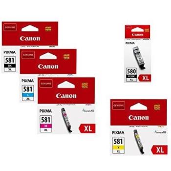 Canon Original Druckerpatronen PGI-580XL PGBK + CLI-581XL 5er-Multipack