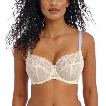 Freya Offbeat Balcony Bra - Ivory/Blue - Size 34F