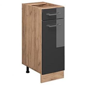 Mobiletto base cucina R-Line, Antracite lucido, 30 cm con piano in marmo