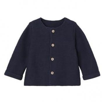 Classic Navy Baby Cardigan – Pure Cotton, 50cm